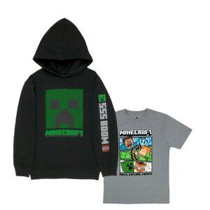 NWT Boys Size 14/16 Minecraft hoodie t shirt top set